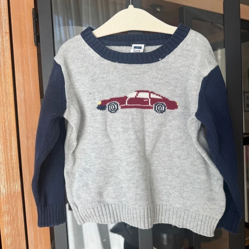Janie & Jack race car sweater knit navy toddler baby boy intarsia fast classic